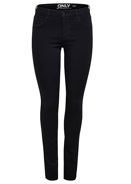 ONLY Dames NOOS Skinny Jeans 2-Pockets Regular Waist zwart denim - Art.-Nr.: 19093983