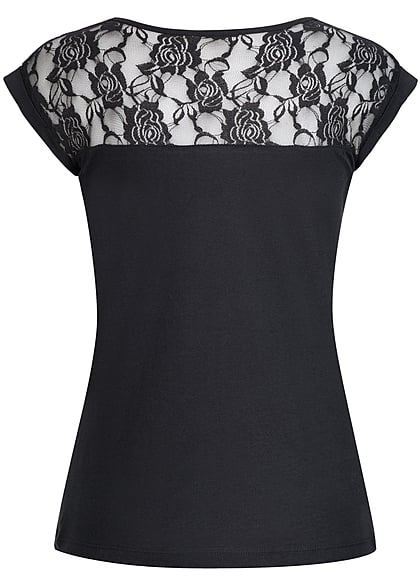 Urban Classics Dames T-shirt met kanten details zwart