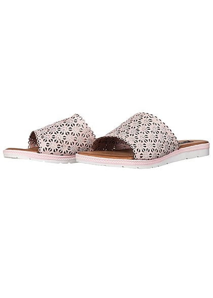 Seventyseven Lifestyle Schuh Damen Sandale Strasssteine Flecht Muster rosa pink