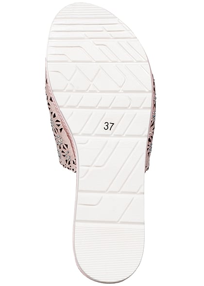 Seventyseven Lifestyle Schuh Damen Sandale Strasssteine Flecht Muster rosa pink