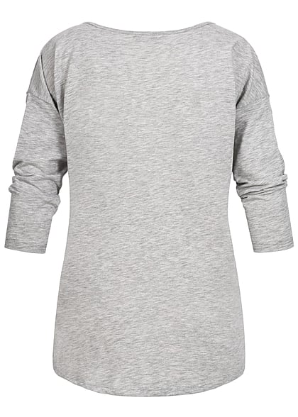 ONLY Damen Sweater Einhorn Kopf hell grau melange