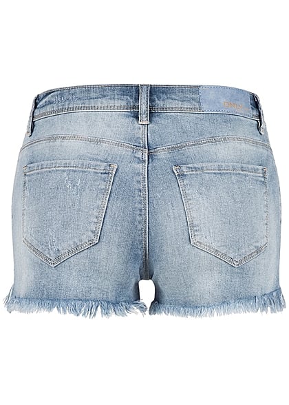 ONLY Damen Jeans Short Stern Strass hell blau denim