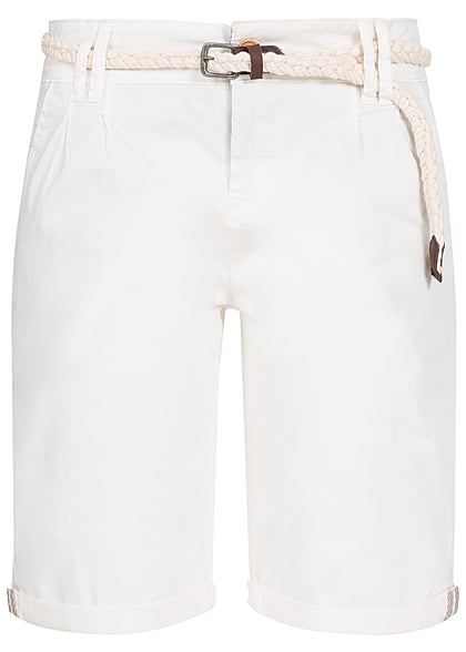 Eight2Nine Damen Chino Bermuda Short Kordelgürtel cloudy weiss