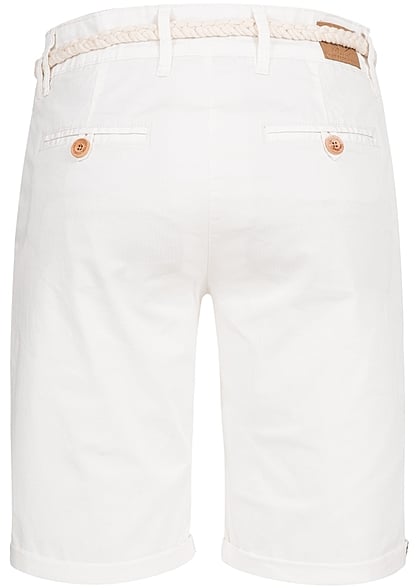 Eight2Nine Damen Chino Bermuda Short Kordelgürtel cloudy weiss