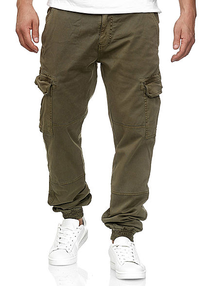 Seventyseven Lifestyle Heren Cargo Pants 6-Pockets olijfgroen