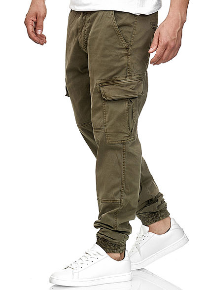 Seventyseven Lifestyle Heren Cargo Pants 6-Pockets olijfgroen