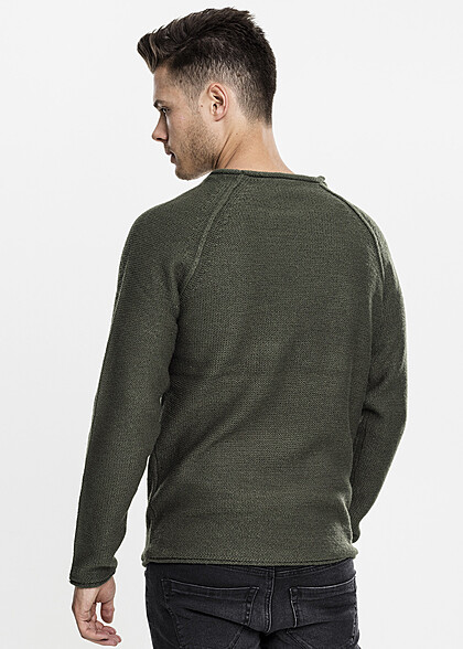 Urban Classics Herren Sweater Pullover mit Rundhals olive grn
