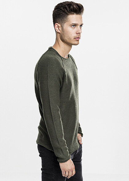 Urban Classics Herren Sweater Pullover mit Rundhals olive grn