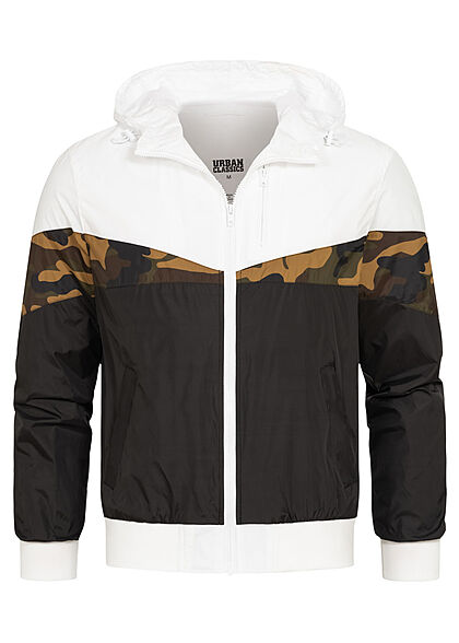 Urban Classics Herren Übergangsjacke Kontrast Windrunner schwarz weiss camo