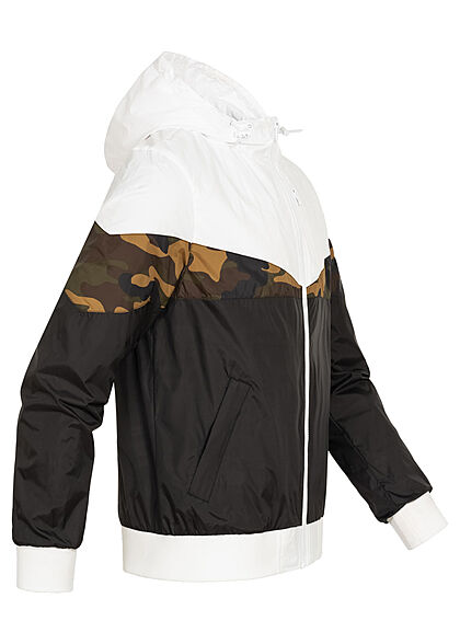 Urban Classics Herren Übergangsjacke Kontrast Windrunner schwarz weiss camo