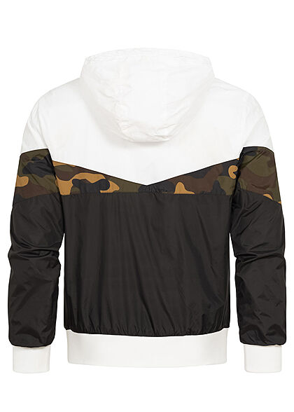 Urban Classics Herren Übergangsjacke Kontrast Windrunner schwarz weiss camo