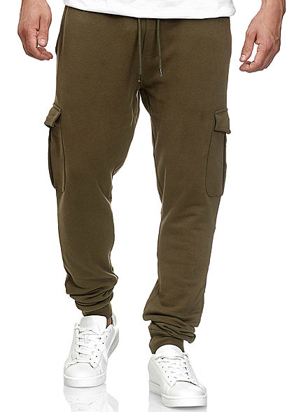 Urban Classics Herren Hose Jogginghose Sweatpant mit Cargotaschen olive grn