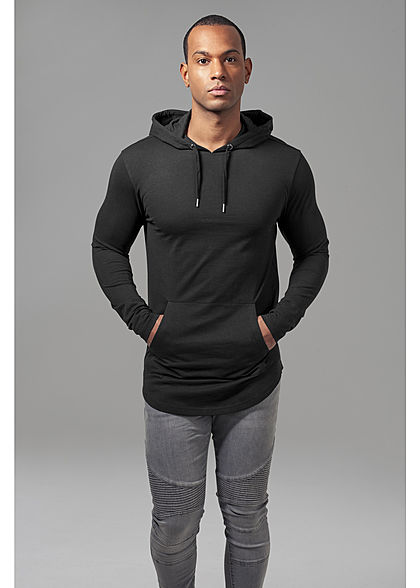 Urban Classics Herren Hoodie mit Kängurutasche und Tunnelzug schwarz