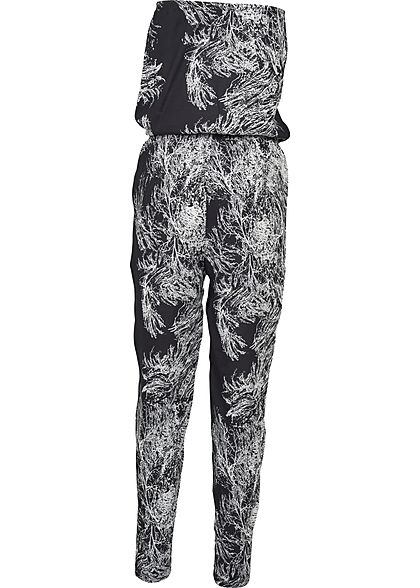Seventyseven LifestyleTB Bandeau Jumpsuit 2 Taschen AbstraktesMuster schwarz weiss