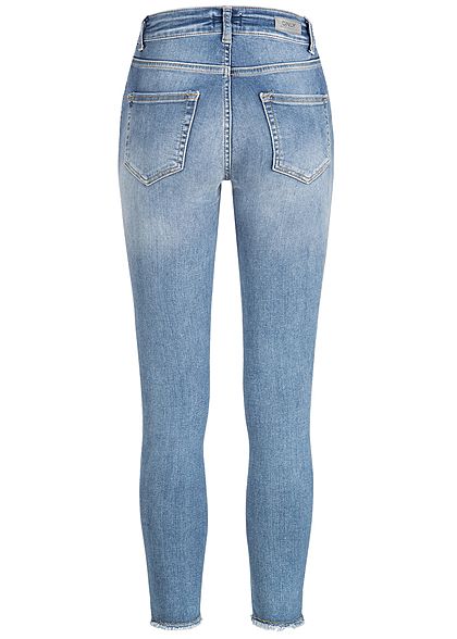 ONLY Damen NOOS Ankle Skinny Jeans Hose 5-Pockets Destroy Optik hell blau denim