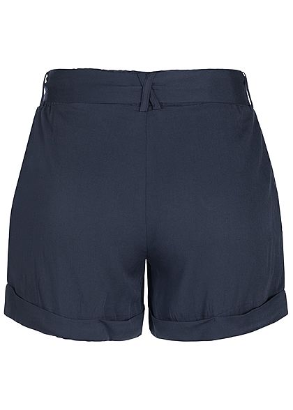 Hailys Damen Viskose Sommer Shorts inkl. Bindegürtel navy blau