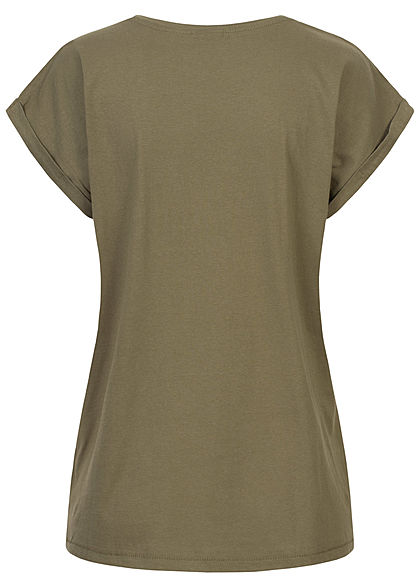 Urban Classics Dames T-Shirt met brede Schouders olijfgroen