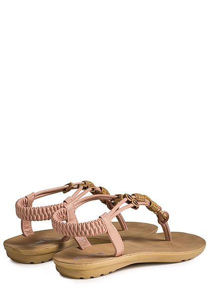 Seventyseven Lifestyle Schuh Damen Sandalette Zehensteg Deko Perlen rosa