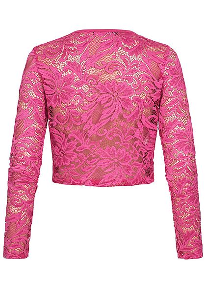 Styleboom Fashion Damen Chiffon Bolero Spitze fuchsia pink