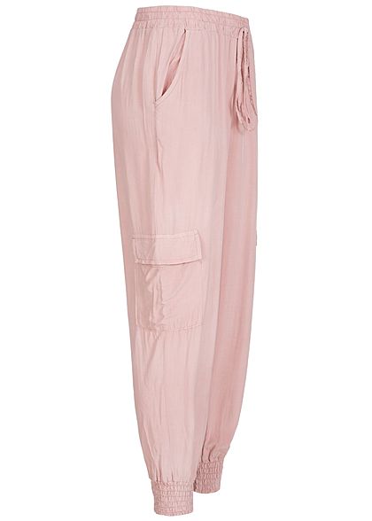 Styleboom Fashion Damen Sommer Cargo Hose 4-Pockets rosa