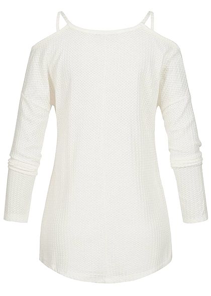 Styleboom Fashion Damen Off- Shoulder Longsleeve Pullover off weiss