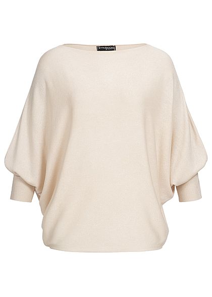 Cloud5ive Dames Top met 3/4 vleermuismouwen beige