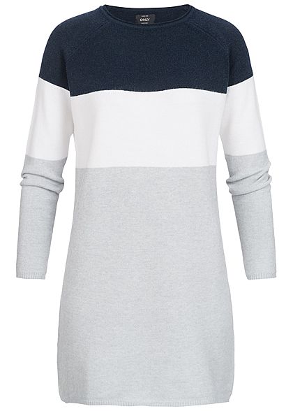 ONLY Damen NOOS Colorblock Kleid night sky navy blau weiss grau