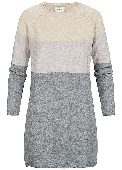 ONLY Dames NOOS Colorblock Jurk mahogany roze grijs