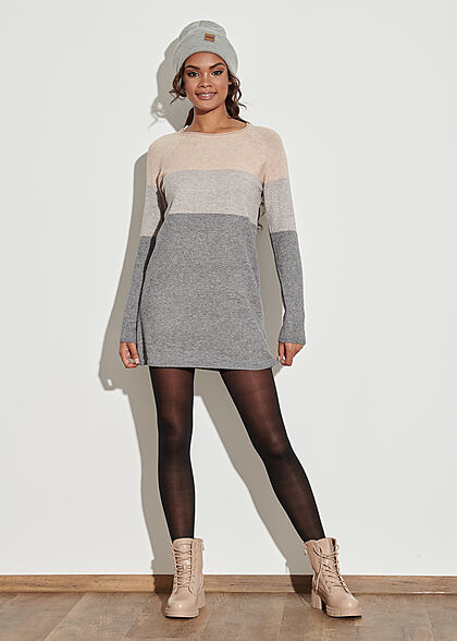 ONLY Dames NOOS Colorblock Jurk mahogany roze grijs