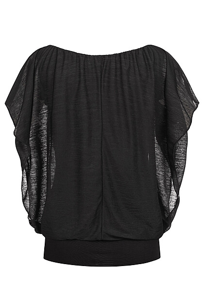 Cloud5ive Dames Top met vleermuismouwen en bijgeleverde ketting zwart