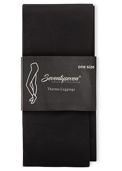 Seventyseven Lifestyle Damen Thermoleggings Gummibund schwarz