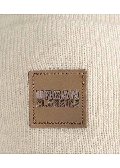 Urban Classics Heren Beanie lang met front patch beige