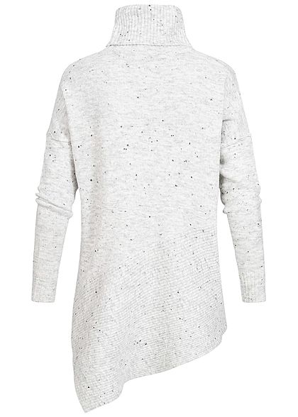 Seventyseven Lifestyle Damen Rollkragen Sweater Stern Print hell grau melange schwarz