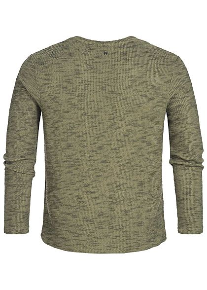 Hailys Herren Sweater Struktur-Stoff khaki grün