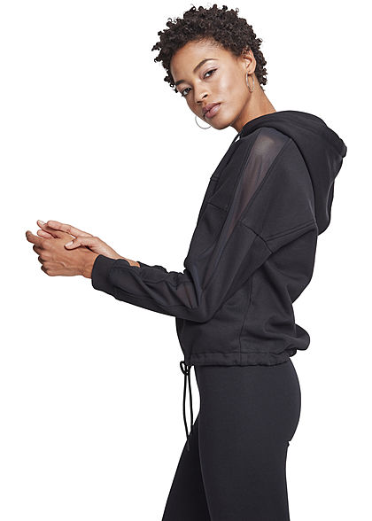 Urban Classics Damen Hoodie mit Mesh-Detail seitl. schwarz