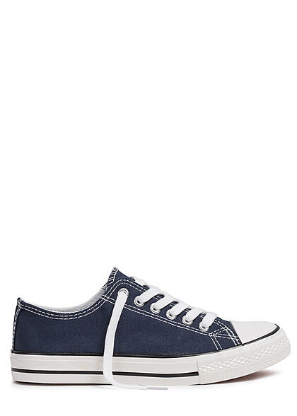 Seventyseven Lifestyle Dames Schoen 2-Tone Canvas Sneaker navy blauw wit