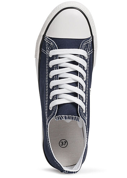 Seventyseven Lifestyle Dames Schoen 2-Tone Canvas Sneaker navy blauw wit