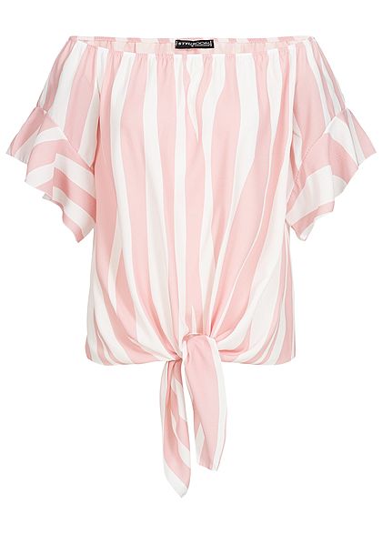 Styleboom Fashion Dames Off-Shoulder Top roze wit