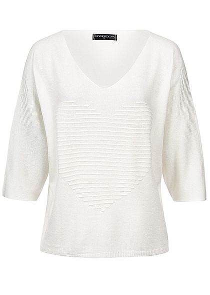 Styleboom Fashion Dames Shirt met vleermuisvleugel mouwen structuurstof wit