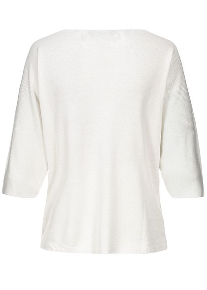 Styleboom Fashion Dames Shirt met vleermuisvleugel mouwen structuurstof wit
