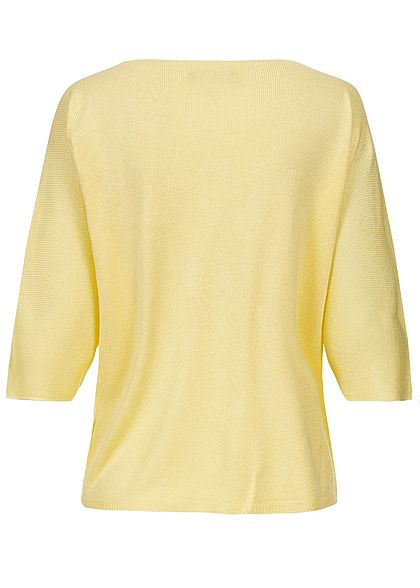 Styleboom Fashion Dames Shirt met vleermuisvleugel mouwen structuurstof geel