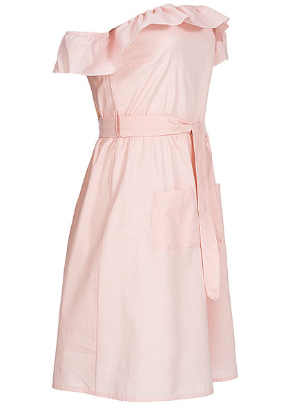 Styleboom Fashion Damen Off-Shoulder Button Dress rosa