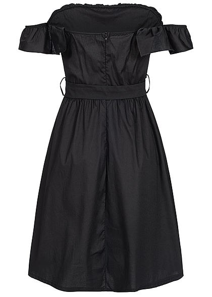 Styleboom Fashion Damen Off-Shoulder Button Dress schwarz