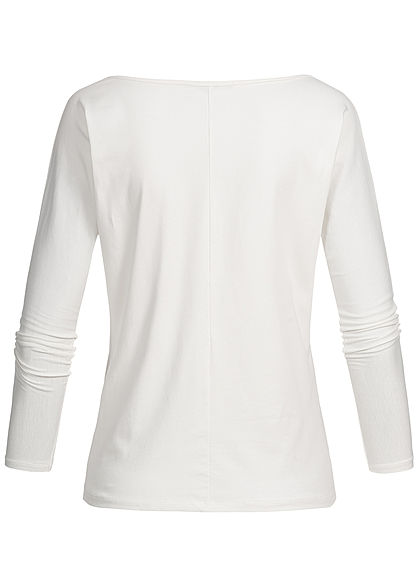 Styleboom Fashion Damen Longsleeve Love Print off weiss gold schwarz