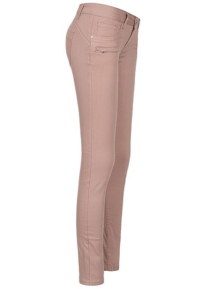 Seventyseven Lifestyle Damen Skinny Jeans Zipper 5-Pocktes rosa denim