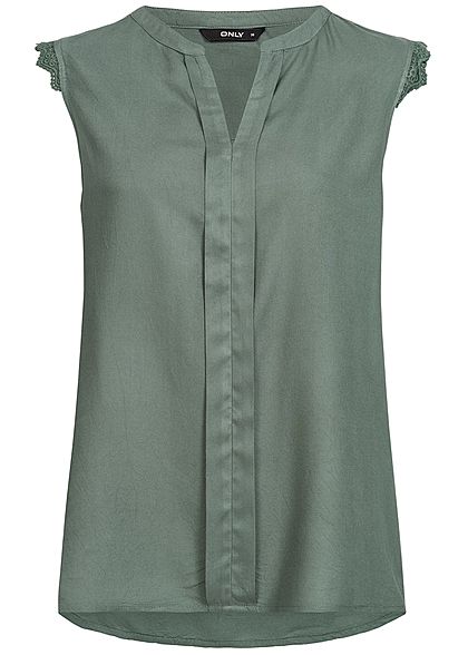 ONLY Dames NOOS V-Neck Blouse Top balsam groen