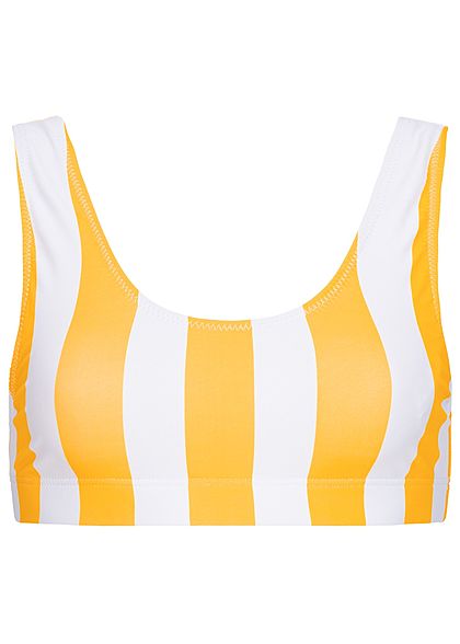 Hailys Damen Bustier Bikini Striped Print gelb weiss