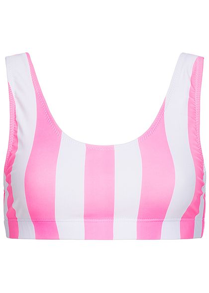Hailys Damen Bustier Bikini Striped Print rosa weiss
