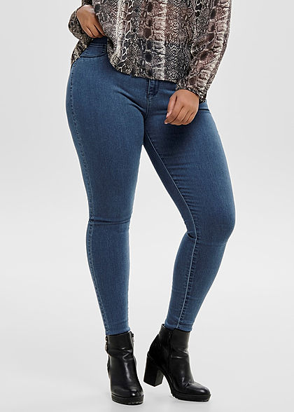 ONLY Carmakoma Damen Curvy Push-Up Skinny Jeans 3-Pockets High Waist NOOS med blau denim