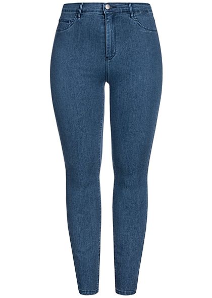 ONLY Carmakoma Damen Curvy Push-Up Skinny Jeans 3-Pockets High Waist NOOS med blau denim